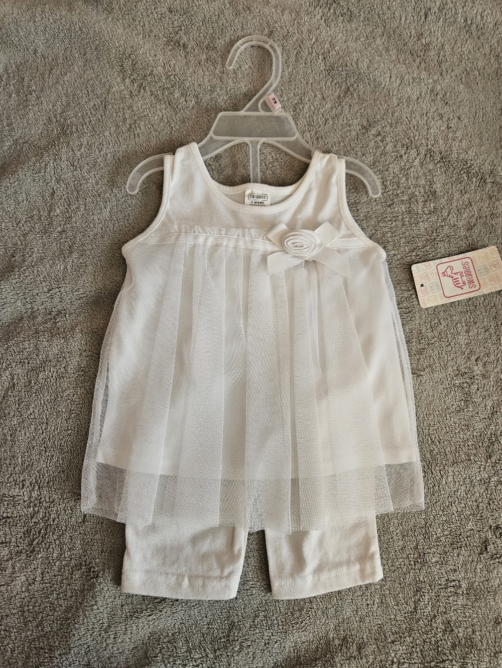 Swiggles White Tulle Tank & Bottoms Matching Set
